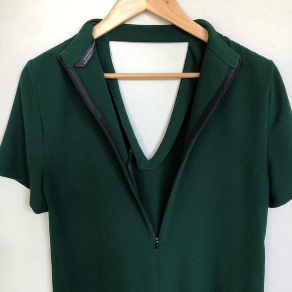 Zara Emerald Green Choker V-Neck Plunge Shift Dress - Picture 9 of 11